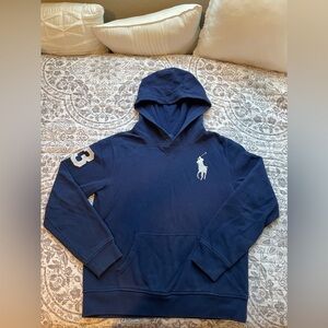 Ralph Lauren Navy Blue Hoodie with Polo Logo - Size Large (14-16)